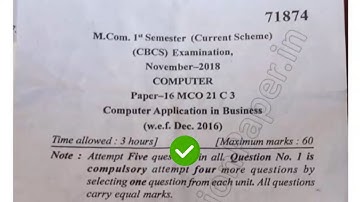 [2018] Mdu MCom 1st Sem Computer Application in Business Question Paper #MduQuestionPaper