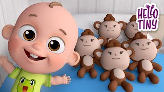 Five Little Monkeys | Nursery Rhymes & Kids Songs | Hello Tiny English