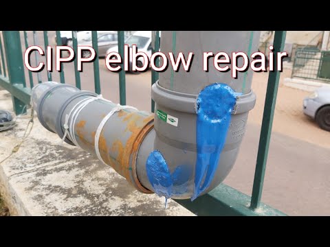 CIPP elbow packer demonstration. (Epoxy impregnated felt liner.)