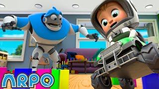 Protect the Dominoes! | ARPO The Robot | Funny Kids Cartoons | Kids TV Full Episode Compilation