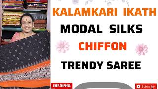 KALAMKARI IKATH/ MODAL SILKS/ CHIFFON/ SAREE/ FREE SHIPPING*/# 526