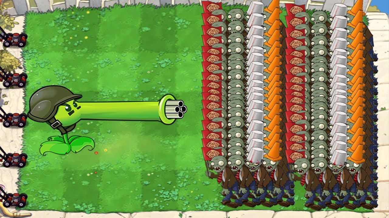 Plants vs Zombies Epic Fight - Gatling Pea vs 999 Zombies - YouTube