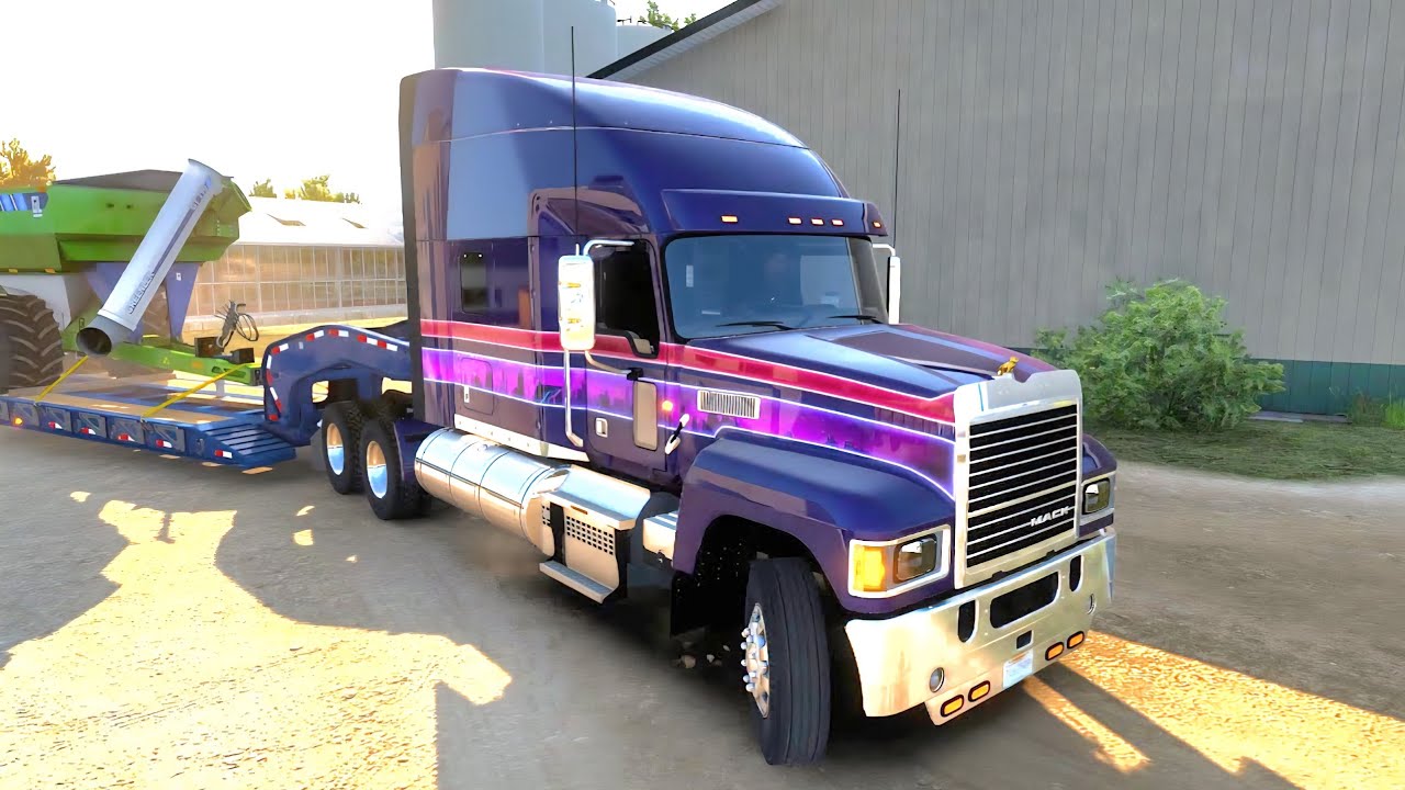 🚛 Mack Pinnacle MP8 505C STRAIGHT PIPE | Auger Wagon Haul Yakima WA ➝ Redding CA.  ATS