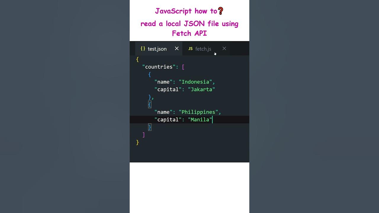 Reading a local JSON file in JavaScript using Fetch API - YouTube