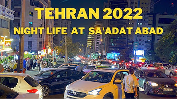 TEHRAN,IRAN -2022 Walking tour 4k , night life, Restaurants, people in Tehran street, Sa