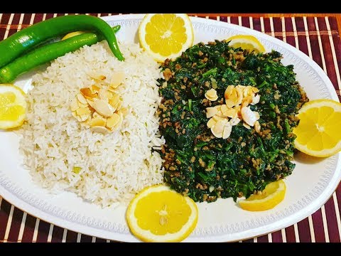 Spanac cu Carne si Orez-Reteta siriana de Spanac-Syrian Spinach Recipe with meat&rice- سبانخ باللحمة