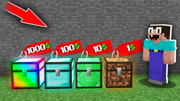 Minecraft NOOB vs PRO: WHICH RAREST CHEST WILL NOOB BOUGHT FOR 1000$ VS 100$ VS 10$ VS 1$? trolling