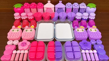 PINK vs PURPLE!! Mixing Random Things into GLOSSY SLIME!!! Satisfying Video #39