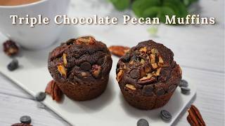 Bakery-Style Triple Chocolate Pecan Muffins (So Moist!) screenshot 2