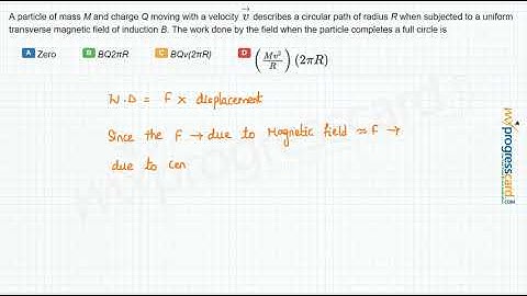 A particle of mass M and charge Q moving with a velocity  describes