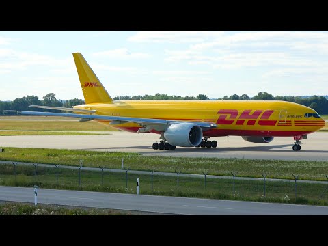 [4K] AeroLogic (DHL) Boeing 777-200F (D-AALQ) Taxiing and Departure at Munich Airport!