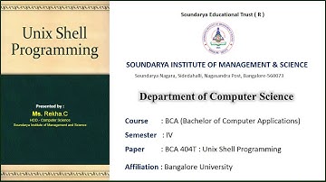 Special tools and utilities -  IV Sem B.C.A -  Unix Shell Programming  - Rekha.C  - SIMS