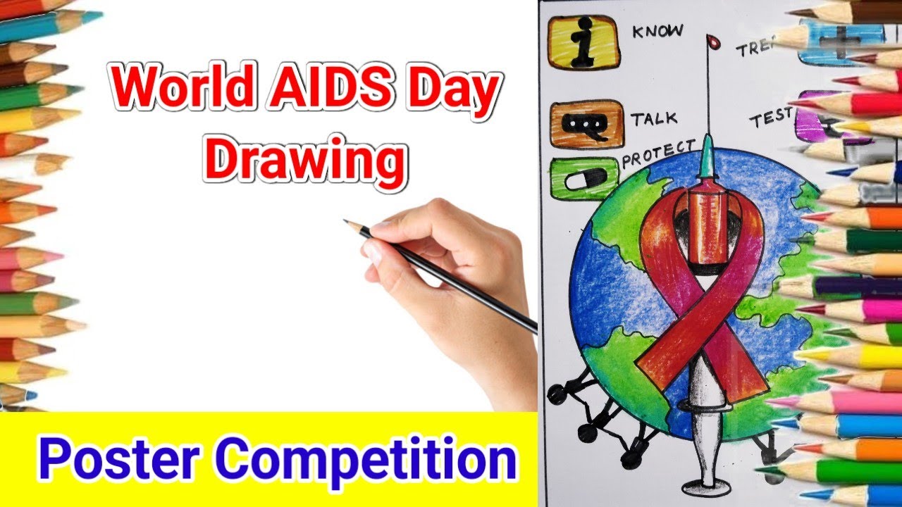 World AIDS ⛑️ Day Poster // World AIDS Day Drawing // Awareness Poster ...