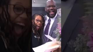 Shaq presents his daughter, Me'Arah, with her McDonald's All-American jersey ❤️