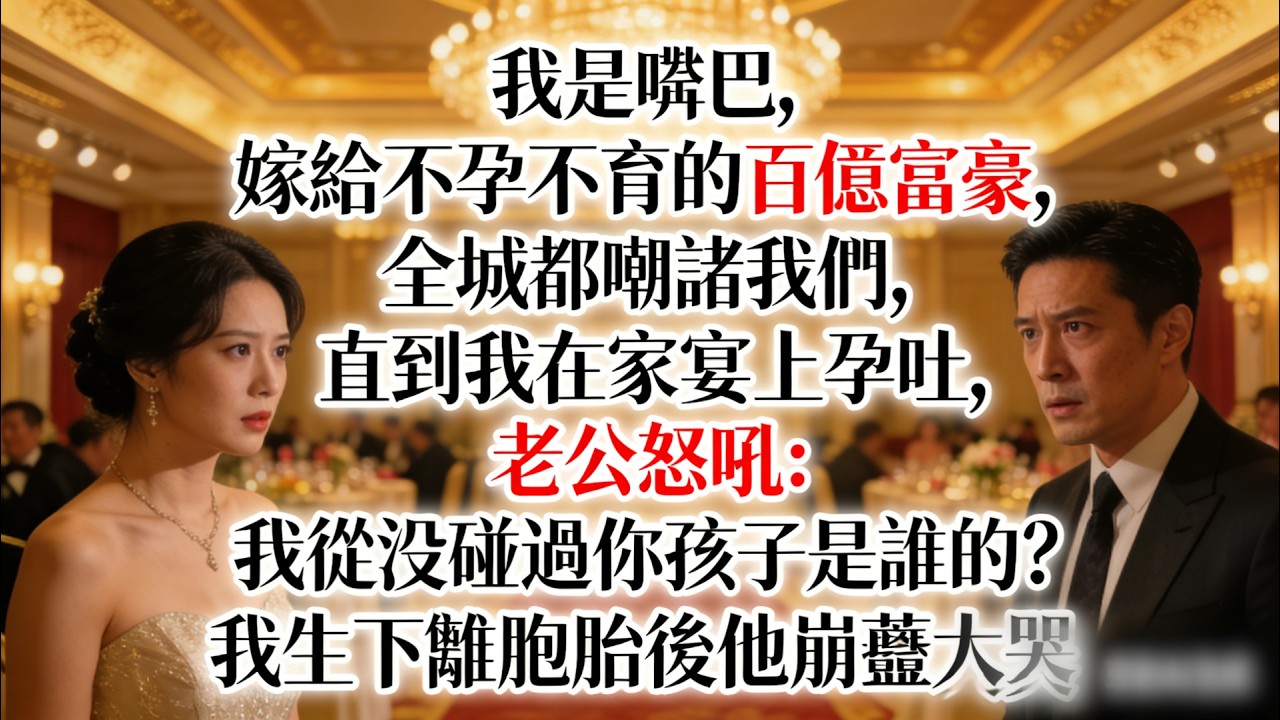 我是啞巴，嫁給不孕不育的百億富豪，全城都嘲諷我們，直到我在家宴上孕吐，老公怒吼：我從沒碰過你孩子是誰的？我生下雙胞胎後他崩潰大哭#為人處世 #生活經驗 #情感故事 #故事 #小說 #戀愛 #情感