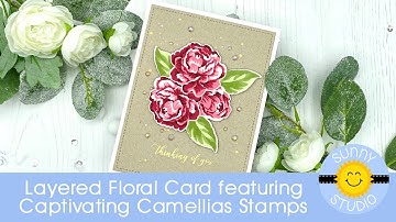 Sunny Studio Captivating Camellias Clean & Simple Floral Card by Julia Englich