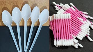 3 Amazing Craft Ideas using plastic Spoons and Cotton Earbuds  Home Decor Idea