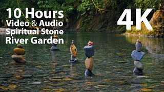 4K UHD 10 hours - Stone River Garden - mindfulness, ambience, relaxing, meditation, nature