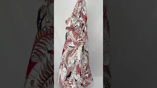 Off White Red Floral Print Flowy Abaya | Breathable Summer Layering Piece