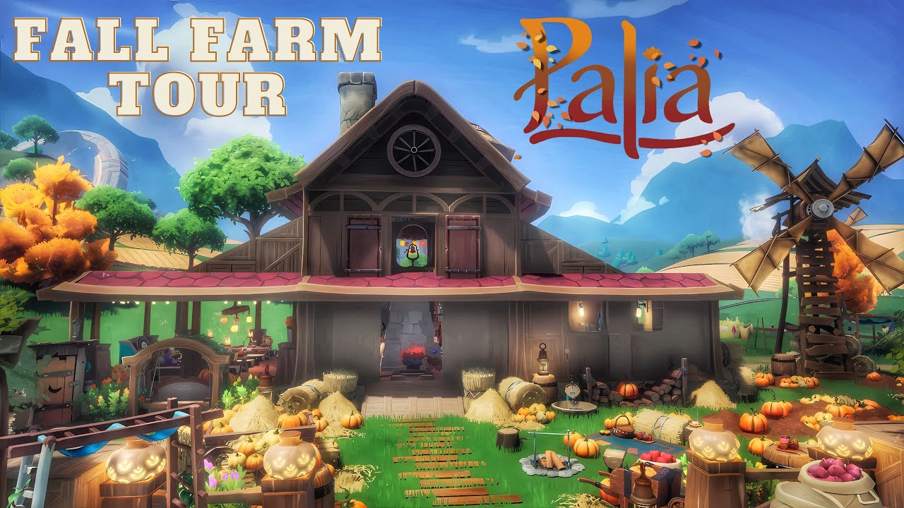 Palia Fall Farm with barn, garden, & chicken coop.