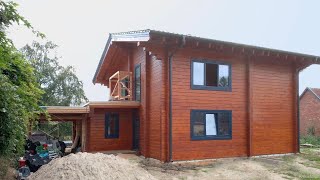 Construction of a wooden house by Belarusians in Germany, Hannover
