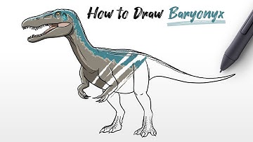 How to Draw a Baryonyx dinosaur from Jurassic World Dominion Easy Step By Step