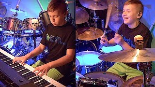 HOME SWEET HOME (10 year old Drummer) Drum & Piano Cover by Avery Drummer