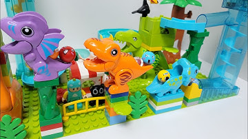 Satisfying Building Block coaster ☆ Marble Run ASMR Dinosaurs Jump Course and Cute House