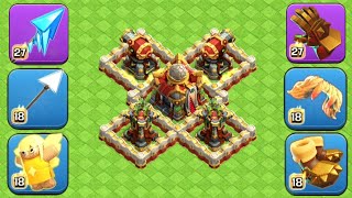 Clash Of Clan | Max Equipment Heroes Vs Base Defense Town Hall 16 #foryou #gaming #clashofclan