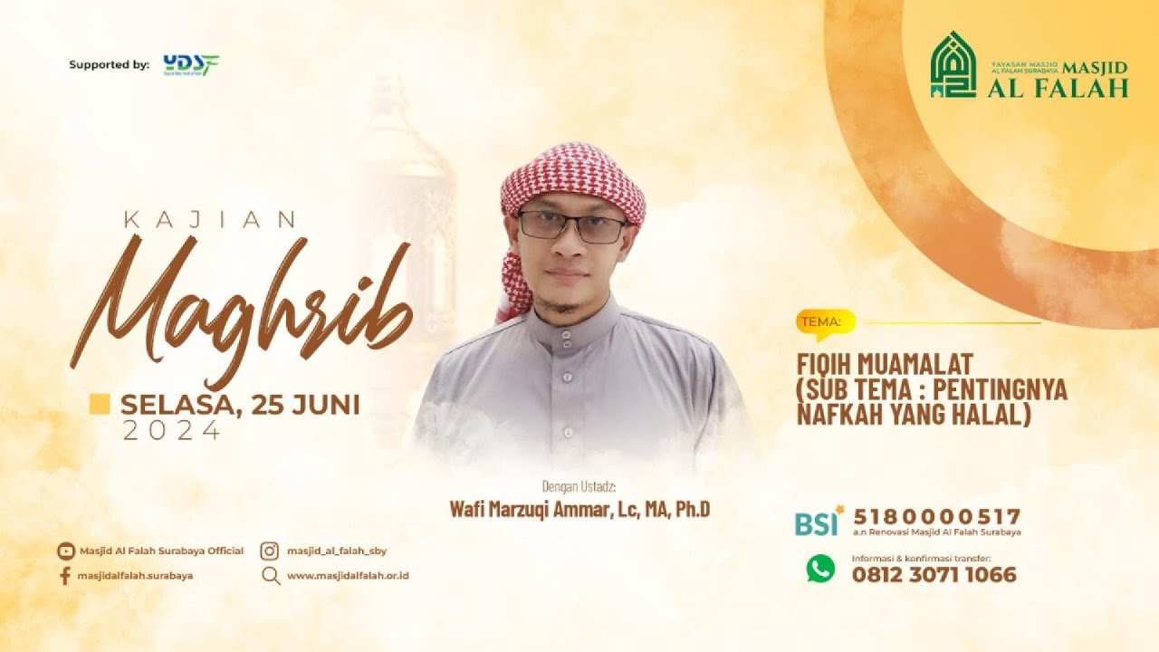 PENTINGNYA NAFKAH YANG HALAL- KAJIAN BA'DA MAGHRIB - Ust. Wafi Marzuqi ...
