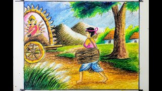 Mahalaya special drawing-durga puja mahalaya special drawing and coloring with oil pastel