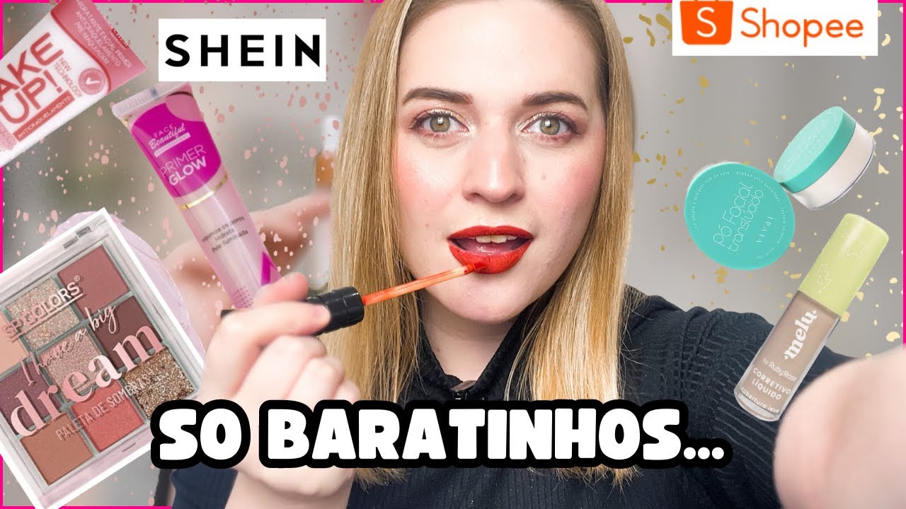 TESTANDO MAQUIAGENS BARATINHAS da SHEIN e da SHOPEE