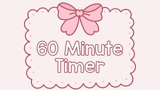 60 Minute Timer - Cute Coquette Bow Framed Timer - Calm Ending Chime - Winter - Preppy Timer