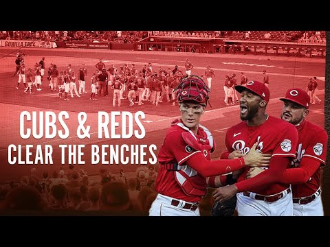 Cincinnati Reds and Chicago Cubs clear the benches extending 3