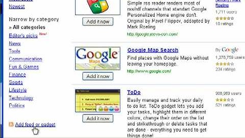 Subscribing to RSS feeds with iGoogle