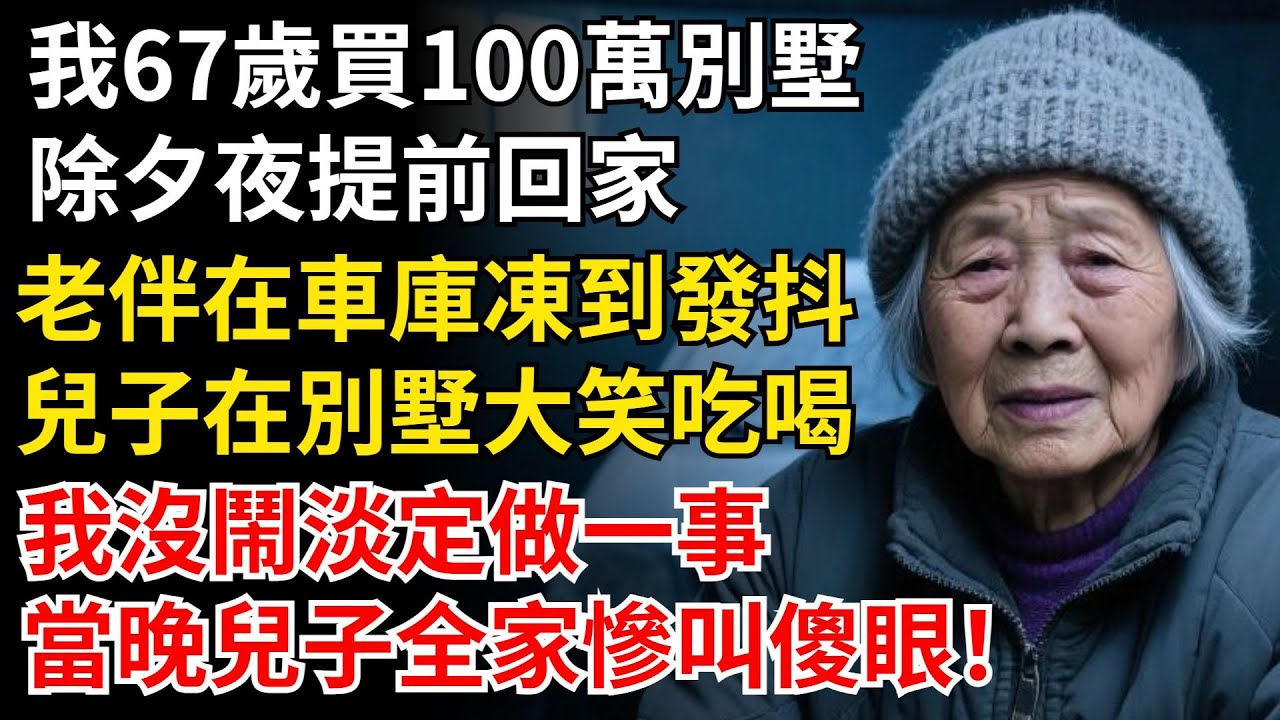 我67歲給老伴買100萬別墅，除夕夜提前回家，老伴在車庫凍到發抖，兒子在別墅大笑吃喝，我沒鬧淡定做一事，當晚兒子全家慘叫傻眼！#晚年生活#中老年生活#為人處世#生活經驗#情感故事#幸福人生