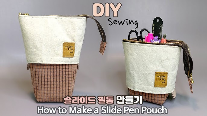 DIY Sliding Pencil Case Pattern - How to make a pop up slide down standing pencil  case 