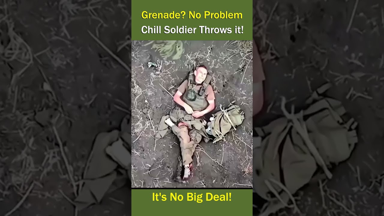 Soldier Casually Throws Away Drone Dropped Grenade