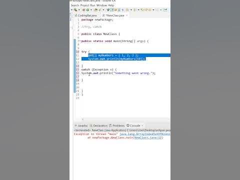 try catch java example #shorts #youtubeshorts #java - YouTube