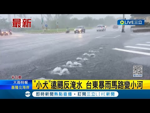 我家門前有小河..."小犬"遠颺反淹水 台東暴雨馬路變小河 雲林褒忠國小停水停電 高年級下午停止上課 南灣路面裂洞 泥水狂瀉｜【LIVE大現場】20231006｜三立新聞台