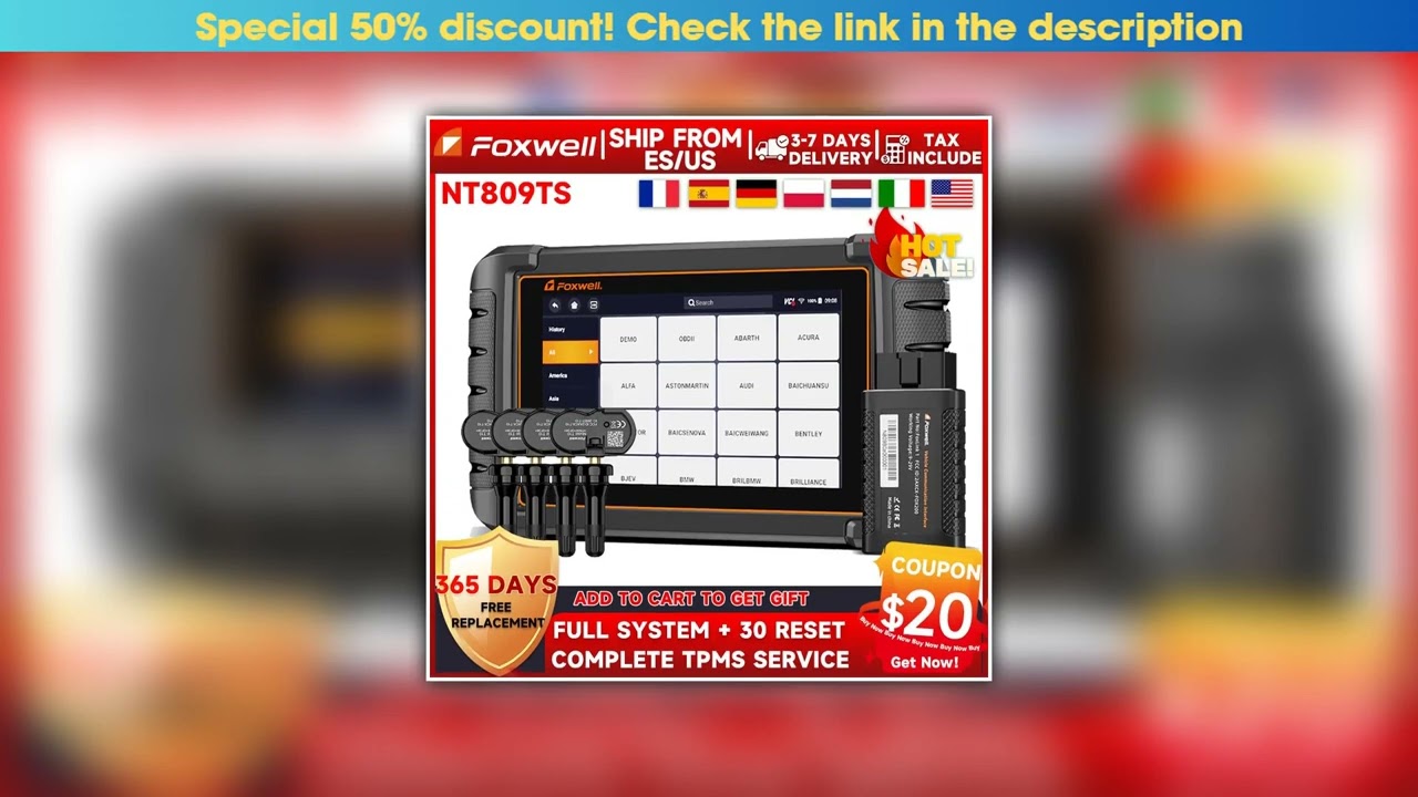 Limited FOXWELL NT809TS TPMS Programming Tool All Systems Diagnostic Bi-Directional Control 30+ Res