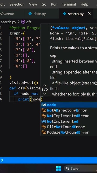 Python Program To Implement Depth First Search #programming #python # ...