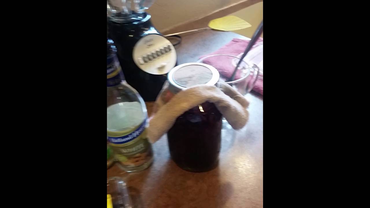 Making blueberry infused vinegar