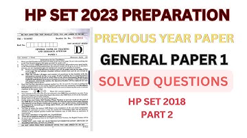 HP SET 2018 GENERAL PAPER 1 | PREVIOUS YEAR SOLVED QUESTIONS | PREPARE FOR HPSET 2023