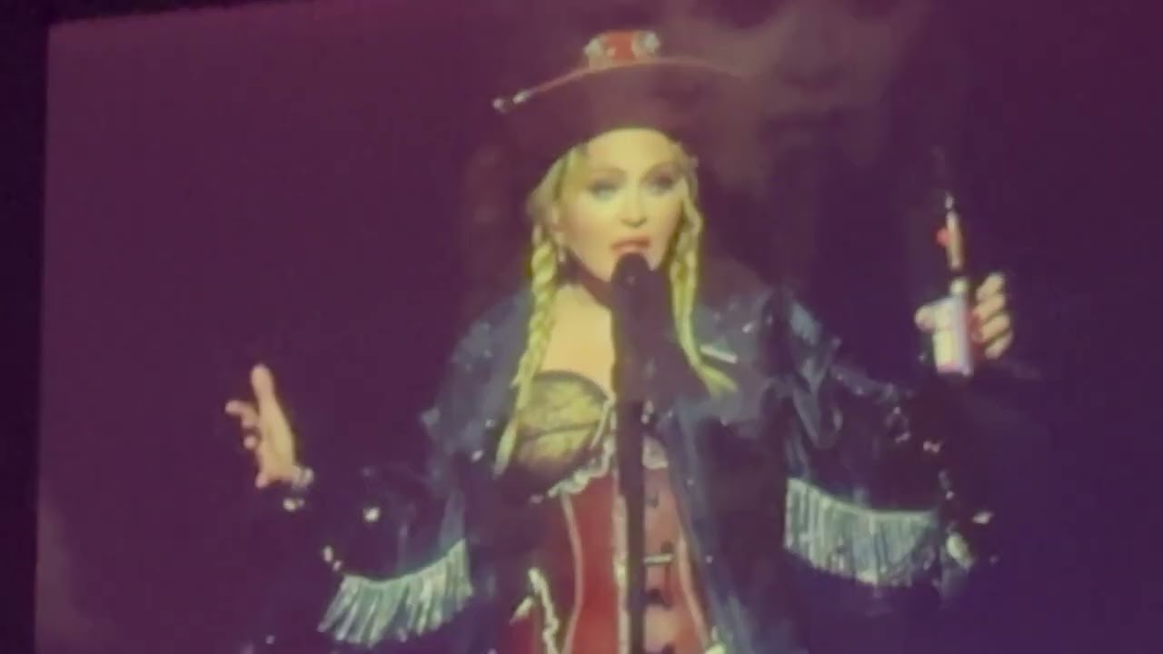 Madonna introduces Kylie Minogue after a long intro. Los Angeles 3-7-24