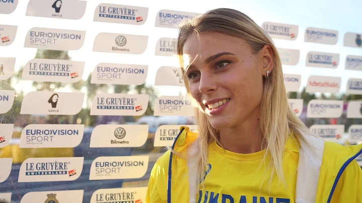 Julia Levchenko (UKR) after winning Gold in the High Jump