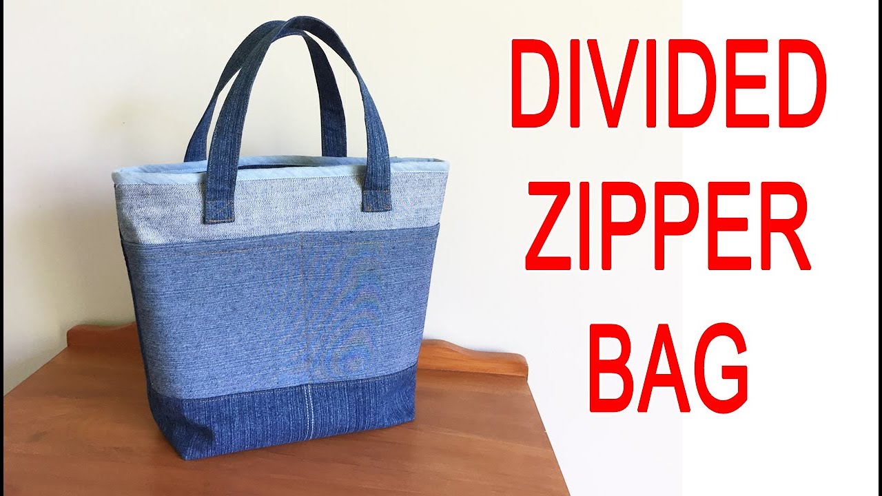 TOTE BAG WITH ZIPPER DIVIDER | JEANS BAG FROM OLD JEANS | OLD JEANS DIY ...