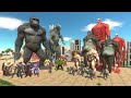 Godzilla X Kong Revolt Battle with Superheroes army vs Team Titans - Animal Revolt Battle Simulator