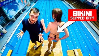 Regular girl&#39;s BIKINI Slipped off | Swimwear FAIL on a HUGE platform | Watermagic