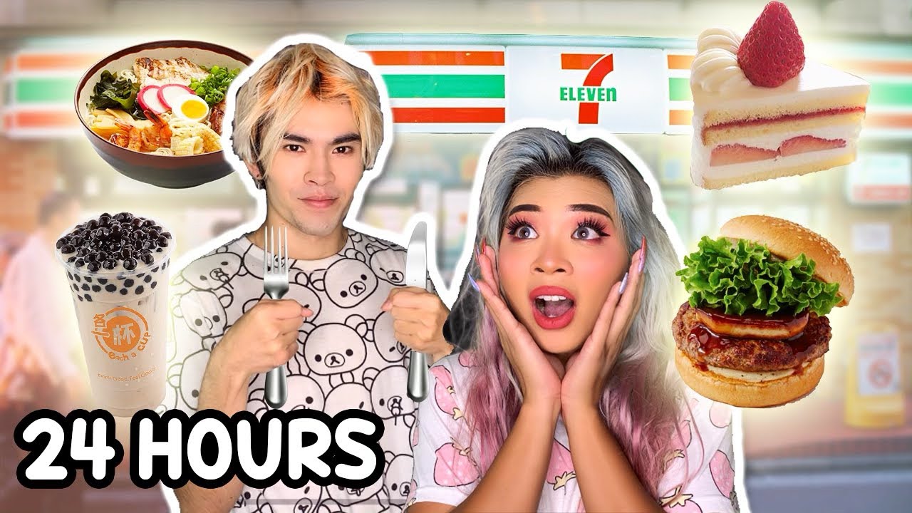 SURVIVING on ONLY GAS STATION FOOD for 24 HOURS *JAPANESE EDITION